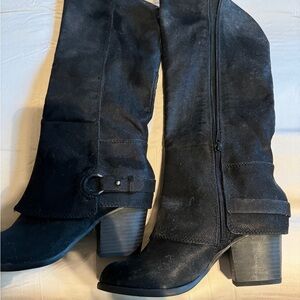 Fergalicious by Fergie faux suede black 7.5 boots - never worn!